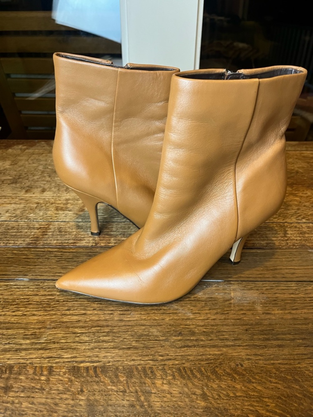 Marc Fisher Camel/Tan Leather Pointed-Toe Ankle Booties